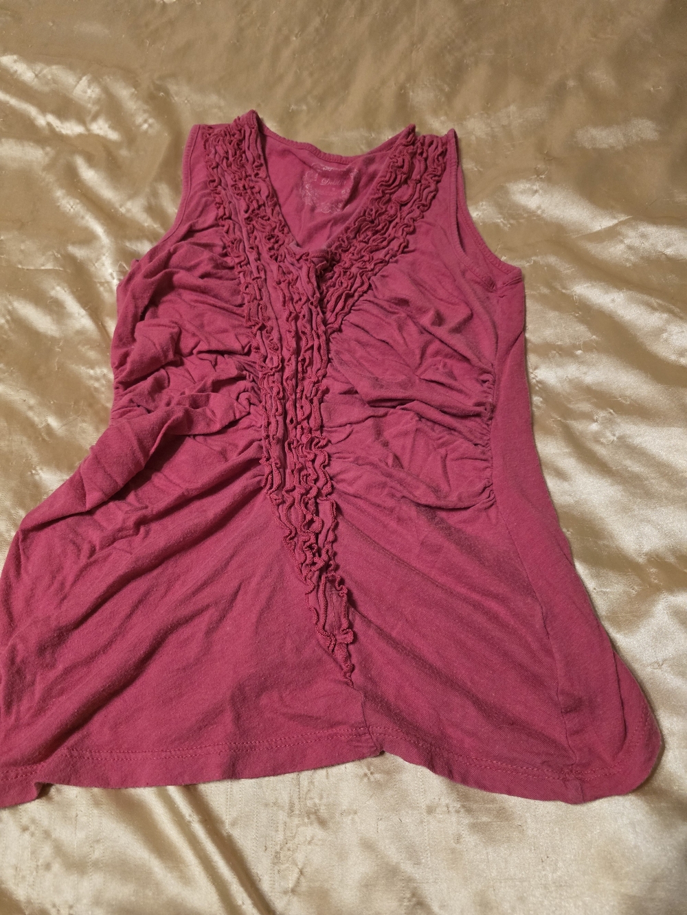 Deletta Raspberry Pink Ruffle V-Neck Tank